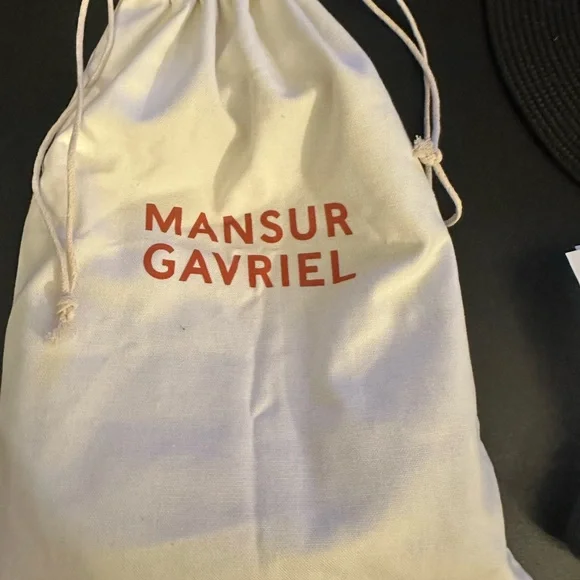 Mansur Gavriel Black Shoulder Bag with Curved Hobo Shape and Smooth Leather